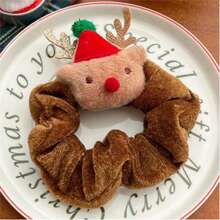 1 pezzo Scrunchie per capelli in peluche a forma di cervo natalizio, elastico per capelli ad alta elasticità, accessori per capelli carini, regalo di Natale, decorazione per la casa, decorazioni natalizie, decorazione per la stanza, inverno - Multicolore - Visualizzare 11