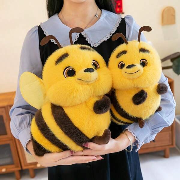 1pc Cute Plush Bee Doll, Soft Yellow And Black Stuffed Animal, Great For Room Decor, Birthday Gift And Cozy Home Accents, Plush Pillow
