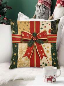 1 pieza Camino de mesa con lazo navideño, Camino de mesa decorativo navideño, Camino de mesa tipo lino navideño, Camino de mesa, Camino de mesa, 1 pieza Camino de mesa, 4 piezas Individuales, 1 pieza Funda de cojín (Relleno no incluido), 3 productos disponibles, Decoración del hogar de temporada para interiores y exteriores, Suministros para fiestas de Navidad, Decoración navideña para el hogar, Decoración navideña para la habitación, Decoraciones para fiestas de Navidad - Multicolor - Ver 5
