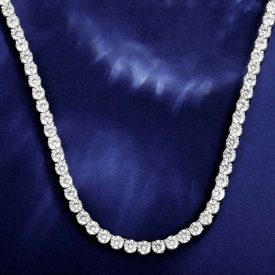 MDFUN Corrente de Tênis com Zircônia Cúbica Simulada Cortada Redonda de 5,0 mm, Banhada a Ouro Branco/Amarelo 18K, Unissex