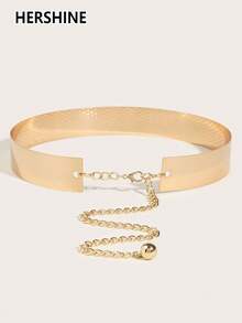 1 chiếc thắt lưng trang trí bằng kim loại màu vàng rộng 3cm dành cho nữ, phong cách đi làm, phù hợp với váy - Vàng 3 - Xem 4