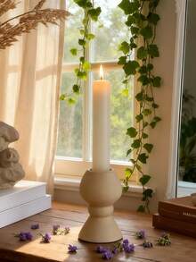 Set de 1 piesă de sfeșnice ceramice cu formă unică, sfeșnice artistice minimaliste în stil boem, potrivite pentru decorarea casei, frumoase piese centrale pentru birou, pot îmbunătăți atmosfera confortabilă a camerei de zi, dormitorului și sufrageriei, foarte potrivite pentru nunți, petreceri, decorațiuni pentru casă nouă și cadouri ideale pentru iubitorii de stil nordic.