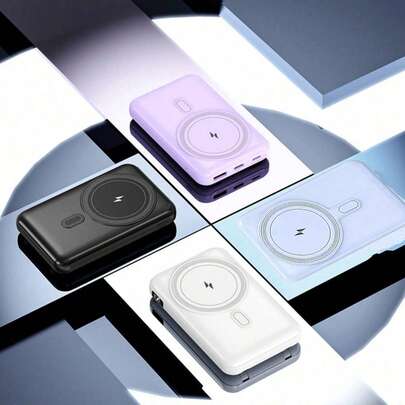 1 szt. 10000 mAh Magnetyczny powerbank – w zestawie z ładowarką USB i podstawką, kompatybilny z iPhonem/Androidem – idealny prezent dla mężczyzn i kobiet, przenośna ładowarka do telefonu, odpowiednia na prezent z okazji ukończenia szkoły