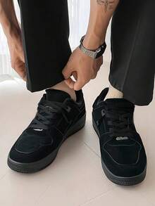 Zapatos Casuales de Suela Gruesa Para Hombre,Zapatillas deportivas informales para estudiantes: Suela Gruesa Plataforma con Aumento de Altura, Versátiles en Color Negro y Camel - Negro - Ver 4