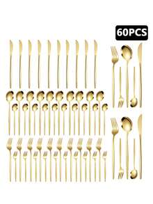 5/20/30 件套不锈钢餐具套装，含刀、叉、勺，适用于家庭、酒店、婚礼、节日礼物、厨房、圣诞礼物、学校用品