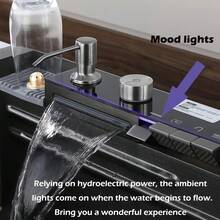 Cuixoc 31.49"X17.71" Kitchen Sink, Waterfall Stainless Steel Undermount Sink, Drop In Sink Single Bowl, With LED Digital Display Screen Handwheel Switch - 31.49"x17.71" - 查看 4