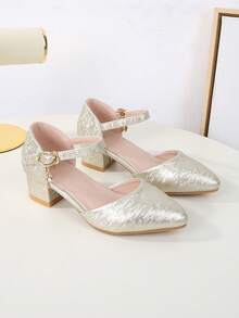 2025 New Soft Bottom Shoes, Suitable For Teenagers Party, Outdoor, Spring/Autumn/All Season, Campus Fashion Pointed Toe High Heel Shoes For Girl - Gold - View 9