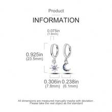 925 Sterling Silver Star & Moon Dangle Earrings - Bohemian Asymmetrical Design, Low Allergy, Daily & Vacation Wear, Unique Fine Jewelry Earrings Gift