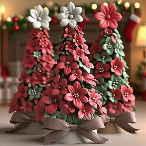 Resin Mould Flower Christmas Tree Scented Candle Silicone Mould Christmas Resin Mould Candle Mould Soap Mould Clay Mould DIY-Wedding Decoration/Thanksgiving Gifts/Christmas Gifts, Halloween Gifts, Easter Gifts, Valentine's Day Holiday Gifts/Birthday Gifts/Home Decoration