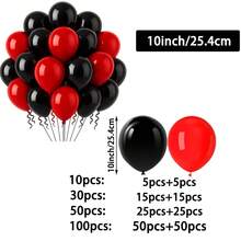 10/30/50/100入 黑紅乳膠氣球組，時尚簡約風，5/10英吋婚禮氣球，適用DIY生日、婚禮、派對、裝飾、性別揭曉、夏威夷主題派對、泳池派對、單身女郎派對、聖誕節、情人節及戶外攝影 - 黑紅色 - 查看 10