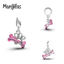 Manyilus 1 Stück Original 925 Sterling Silber Anhänger Perlen: Liebespfeil, Roter Diamant Blumenstrauß, Rosa Emaille Bass Gitarre, Pfanne mit Messer und Gabel, Katzenpfoten Knochen Stab, Rosa Herz mit Flügeln, Bunte Färbepinsel, Stern mit goldenem rundem Diamant Spirale