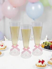 10/25 件 150 毫升/5 盎司香槟杯起泡香槟酒吧杯透明敬酒杯适用于野餐婚礼派对鸡尾酒活动用品和户外庆祝活动优雅且易于清洁，新年和圣诞节。（塑料玻璃-杯蛋糕装饰婚礼装饰周年纪念日） - 彩色 - 查看 7