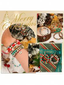 Christmas Polymer Clay Beads Kit, Mix Colors Round Flat Polymer Clay Beads Kit For Jewelry Making, DIY Crafts Gifts Christmas Atmosphere Decorate