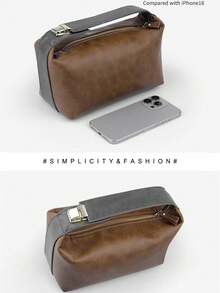 Crazy Horse Pu Leather Vintage Retro Makeup Bag Large Capacity Leather Cosmetic Case Travel Organizer With Zipper, Vintage Style | Waterproof Toiletry Pouch For Women Girls, Luxury Gift For Women Halloween Christmas Holiday Gifts Teacher Gifts