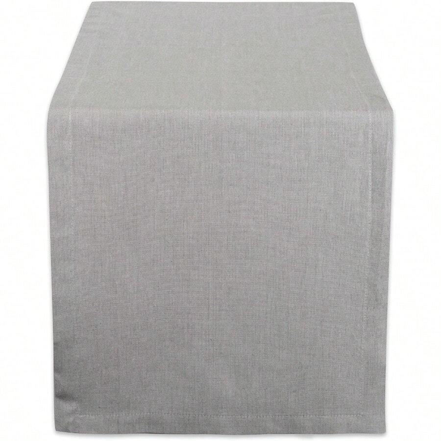 DII Chambray Kitchen Tabletop Collection Gray 14x72 Table Runner - Grey - View 1