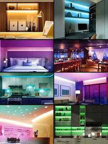 1PC Smart LED Light Strip,RGB LED Light Strip, Music Synchronization,USB Power Supply, With 24-Key Remote Control, Can Be Controlled By Application, Timer Setting, Music Mode, Suitable For Birthday Parties, Led Lights,Led Lights For Bedroom,Room,Led Strip Lights,String Lights,Ceiling Decor,Halloween Lights,