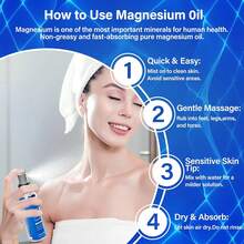 Pure Magnesium Oil Spray, Topical Magnesium Spray Extra Strength, Natural Ingredient & Fast Absorbent, Organic Magnesium Chloride Oil For Feet, Sleep - 藍色 - 查看 6