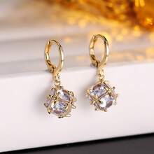 1 Pair Minimalist Fashion Cubic Zirconia Stud Earrings, Suitable For Daily Wear
