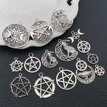 15pcs Silver SAntique Silver Pentagram Charm Hollow Vintage Pendant For DIY Bracelet Necklace Earrings Jewelry Making Craft Accessories