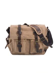 Bolso de mensajero de lona casual vintage americano, bolso cruzado de gran capacidad y sencillo para exteriores para hombres