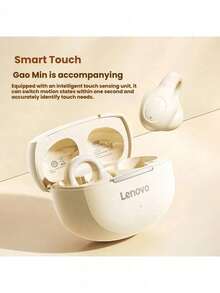 Lenovo Auriculares Bluetooth con clip EA420, abiertos, sin intraauriculares, sin presión, con chip Bluetooth 5.4, antiinterferencias, con clasificación IPX resistente al agua y al sudor, imprescindibles para los amantes del deporte, color negro.