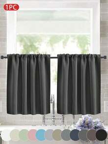 1 件纯色遮光短窗帘适用于房车、双层床和小窗户 - 100% 涤纶现代窗帘，适用于客厅、咖啡厅、厨房装饰 - 彩色 - 查看 1