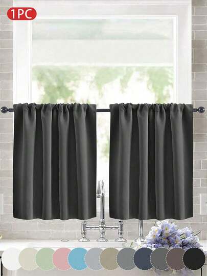 1 件纯色遮光短窗帘适用于房车、双层床和小窗户 - 100% 涤纶现代窗帘，适用于客厅、咖啡厅、厨房装饰