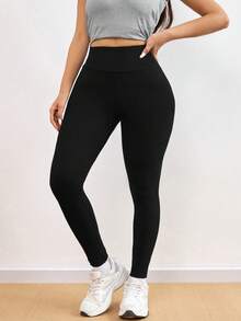 1 Stück Damen Leggings in Große Größen mit elastischem Bund, geeignet für Lässig Outfits, Indoor Fitness Yoga Pilates, Outdoor Laufen Radfahren, vielseitige einfarbige enge Hose