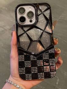 Funda de teléfono con diamantes brillantes y tarjeta brillante compatible con iPhone 17, 16, 15, 14, 13, 12, 11 Pro Max, cubierta protectora a prueba de golpes - Negro - Ver 3
