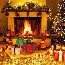 Box ABS-Kunststoffrahmen LED60 Licht Warmweißes Licht Dreiteiliges Set Zwiebeltuch Weihnachtsgeschenkbox