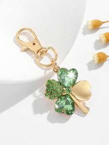 1pc Women's Fashion Luxurious Four-Leaf Clover Shaped Keychain With Embedded Rhinestones, Elegant And Delicate Gift For Bags, Car Keys - Multicolor - View 4