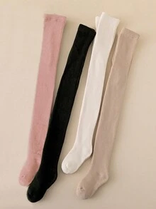 4pcs Girls' Solid Color Tights Suitable For Daily Wear - Multicolor - View 13