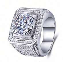 European And American Fashion Ring Domineering Men's Style Diamond Ring Full Diamond Micro Inlay Hand Jewelry - Bạc - Xem 5