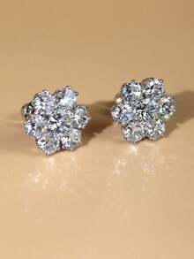 2 chiếc hoa tai bằng đồng sang trọng với đá Cubic Zirconia tròn lấp lánh và đá Zirconia hình kim cương, thích hợp để đeo hàng ngày, ngày lễ tình nhân, mẹ, mẹ, ngày của mẹ, quà tặng - Bạc - Xem 6