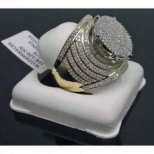 European And American Men's Gold-Plated Ring Full Diamond Oversized Dominant Men's Ring Jewelry - Vàng - Xem 5