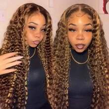 NARNI Honey Blonde Wig Human Hair 13x6 HD Transparent Deep Wave Lace Front Wigs Human Hair P4/27 Highlight Curly Human Hair Wig Wet And Wavy Ombre Colored Glueless Human Hair Wig 250 Density Pre Plucked Lace Frontal Wigs For Women - S4/27 - 查看 9