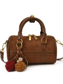 1 pieza Nuevo bolso de mano de ante estilo Boston para mujer, adecuado para compras, ir al trabajo y como regalo, otoño/invierno