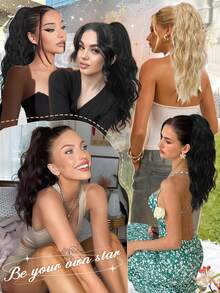 18" Ponytail Extension Multi Layered Pony Tails Hair Extensions Claw Clip In Ponytail Fluffy Thick Water Wave Hair Fake Pony Tails Wig Soft Natural Looking Hairpiece For Women (Chestnut Brown) Hair Extensions - Light Brown - View 6