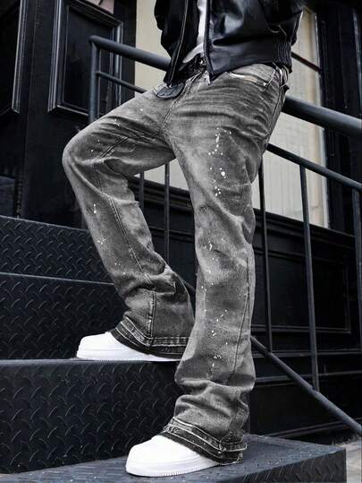 Slim Fit Stretch Denim Jeans, Distressed Washed Cotton Jeans, Versatile & Fashionable; Washed Denim Jeans With Slant Pockets, Lightweight Business Casual, Simple & Versatile, Suitable For All Seasons