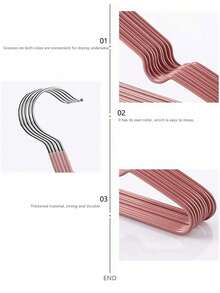 20pcs Minimalist Metal Hangers, Non-Slip Grooved Design, Suitable For Adults, Wardrobe Storage & Organization Rack, Space-Saving, Slim & Durable, Home Storage Solution, Suitable For Closet - Pink - View 4