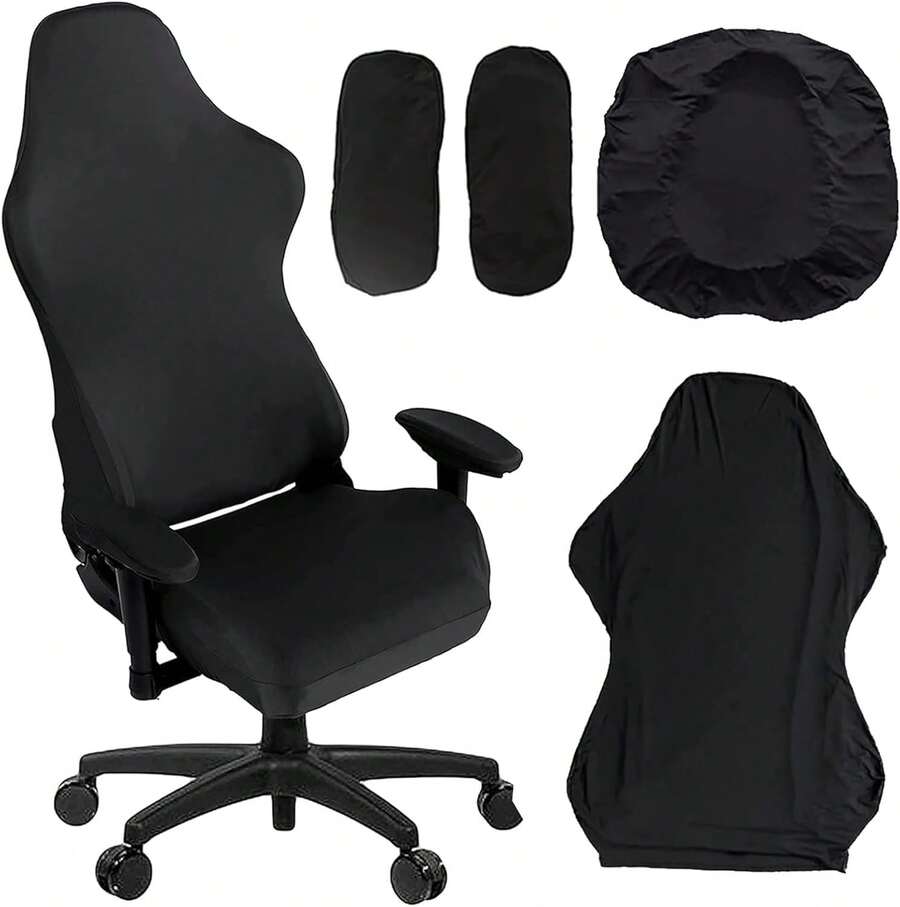 ¡RecomendadoFÁCIL&VIVIR Funda para Silla de Gamer de Oficina Elásticas con Reposabrazos y Gamer para Silla Giratoria, Silla de Computadora, Negro¡Top de Temporada - 1 - Ver 1