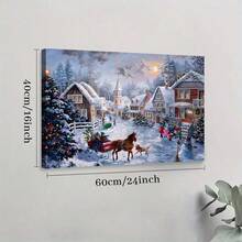 1pc Solid Wood Frame Christmas Snow Scene, Cozy Home, Classic Romantic Style Theme Canvas Posters & Prints, Large Canvas Wall Art, 2D Flat, Easy Hang Tabletop Or Wall Display, For Halloween, Christmas Gifts, Bedroom, Living Room, Decoration Ready To Hang - Nhiều màu - Xem 7