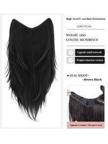 Synthetic Long V-Cut With Layers Straight Hair For Women Heat Resistant Fiber Update Materical Soft Touch V-Type Inner-Buckle Hair Extensions Easy To Wear Daily Party Halloween Day - Multicolor - View 13