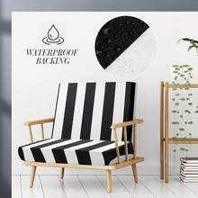 Newwiee 8pcs Patio Stretch Cushion Covers Stripe Outdoor Cushion Covers Replacement Patio Furniture Couch Slipcover Sofa Chair Seat, Thin Fabric Breathable Soft Flexibility Protector(Black White)