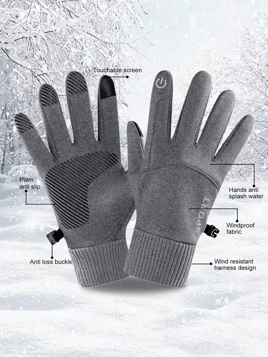 1双冬季防水防风防滑触屏保暖手套，适合户外骑行、驾驶、滑雪