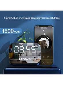 Lenovo Altavoz despertador inteligente TS13 con tecnología de cancelación de ruido de micrófono dual, clasificación IPX resistente al agua y a las salpicaduras, sonido envolvente de 360° y un color verde para viajes y campamentos.