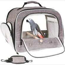 Portable Large-Size Parrot Carrier Cage: Comes With A Travel Bag, Metal Tray & Grid – Suitable For Carrying/Transporting African Greys, Long-Tailed Cockatiels & Other Medium/Large Birds - Multicolor - View 11