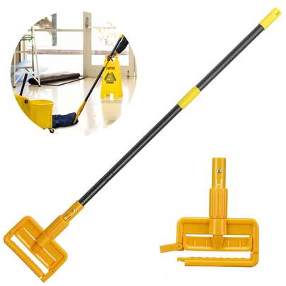 Mop Handle Commercial Heavy Duty - 60 Inch Metal Commercial Mop Stick, Adjustable For Industrial & Household Floor Cleaning, 1Pack