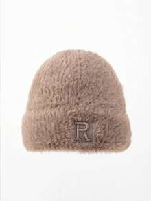 1pc Women Striped Knit Beanie Hat With G Metal Logo, Warm Thick Ear Protection Winter Hat, Cute Casual Elegant Retro Streetwear Fashion Versatile Ski Outdoor Travel Party Daily Use,Summer,Beach,Holiday,Festival - R Mark - View 13