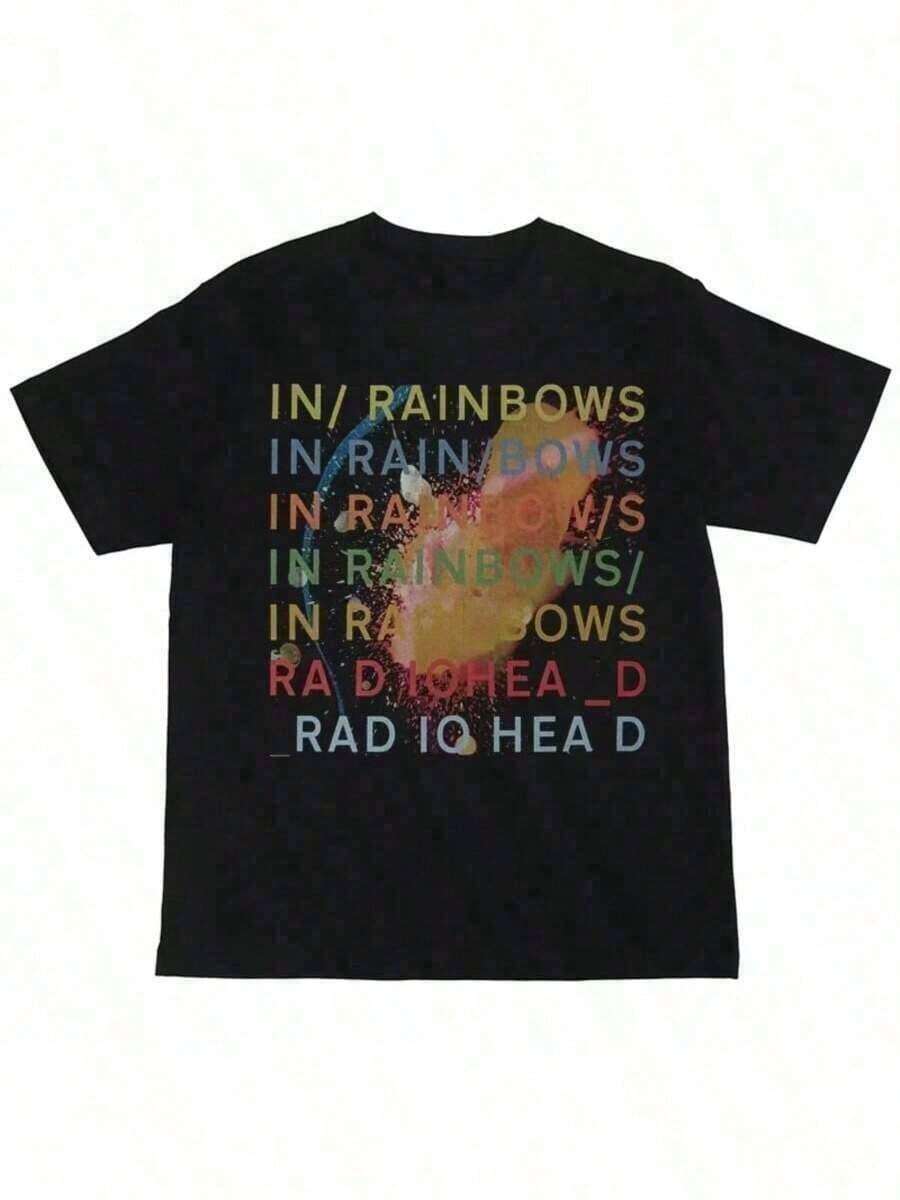 Funny Tshirts  Radioheads Rock Band Digital Print American Street Hop Retro Black Short Sleeved-Shirtstyle Tee-Shirt Trendssy Men Tops-Versatile Basic-Shirts,Basic Crew Neck-Shirts,Summer - Style YSVM - 黑色 - 查看 1